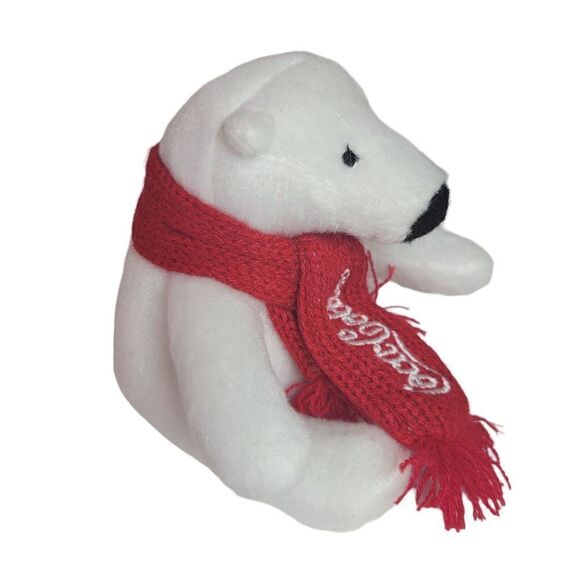 Coca Cola Plush 4.5” White Polar Bear Red Scarf Holiday - Picture 2 of 8